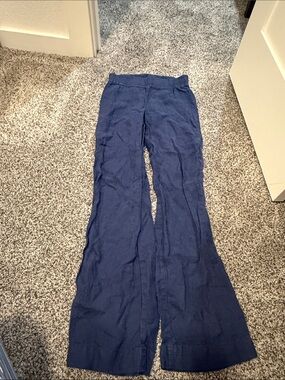 Lilly Pulitzer Navy Flared Linen Blend Pants XXS